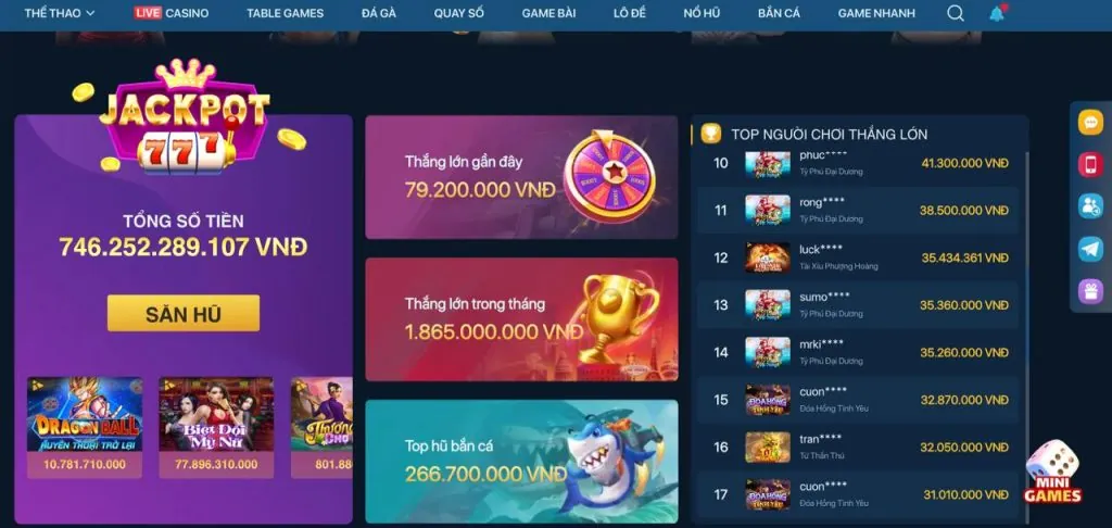 Thưởng nạp lại Nổ Hũ
